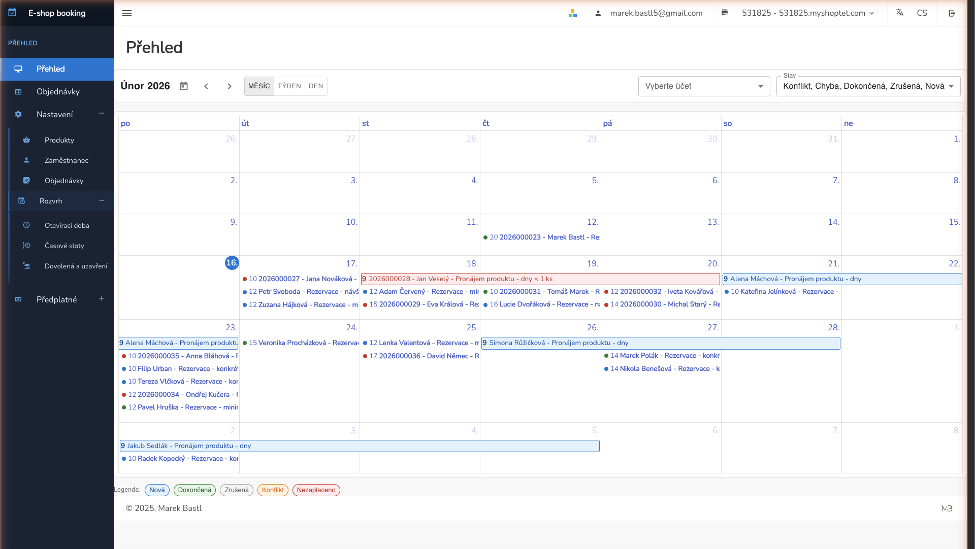 Reservation calendar in admin panel